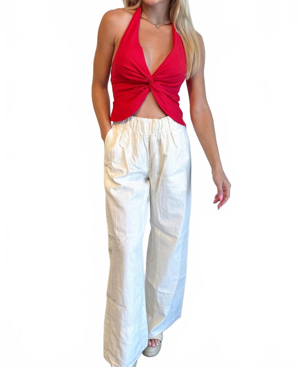 NEW FREE PEOPLE days end linen pants in ivory